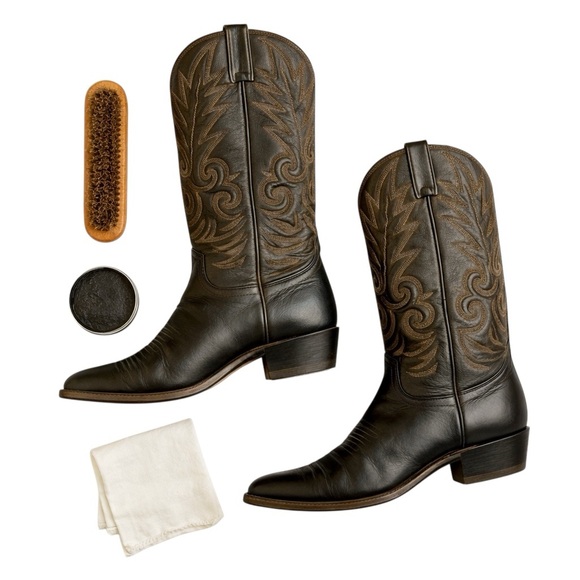 Dan Post Other - Dan Post Vintage Black Leather Western Cowboy Boots Men’s Size 8 USA Made in EUC